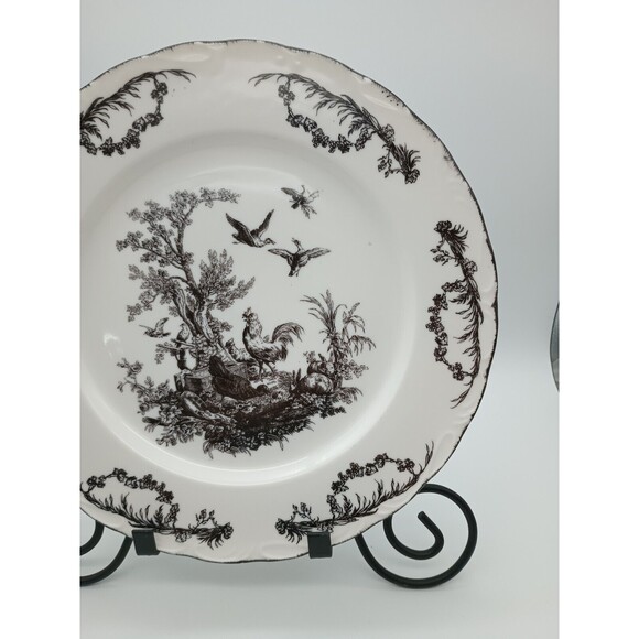 AUX AU PROVENCE Rooster Dinner Plate Charger Black French Country Toile - Picture 4 of 6